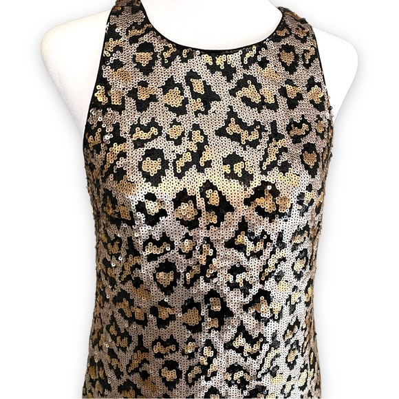 Ali & Jay Rawr Mini Dress In Black & Gold Sequin Leopard Print Size Small - Picture 5 of 12